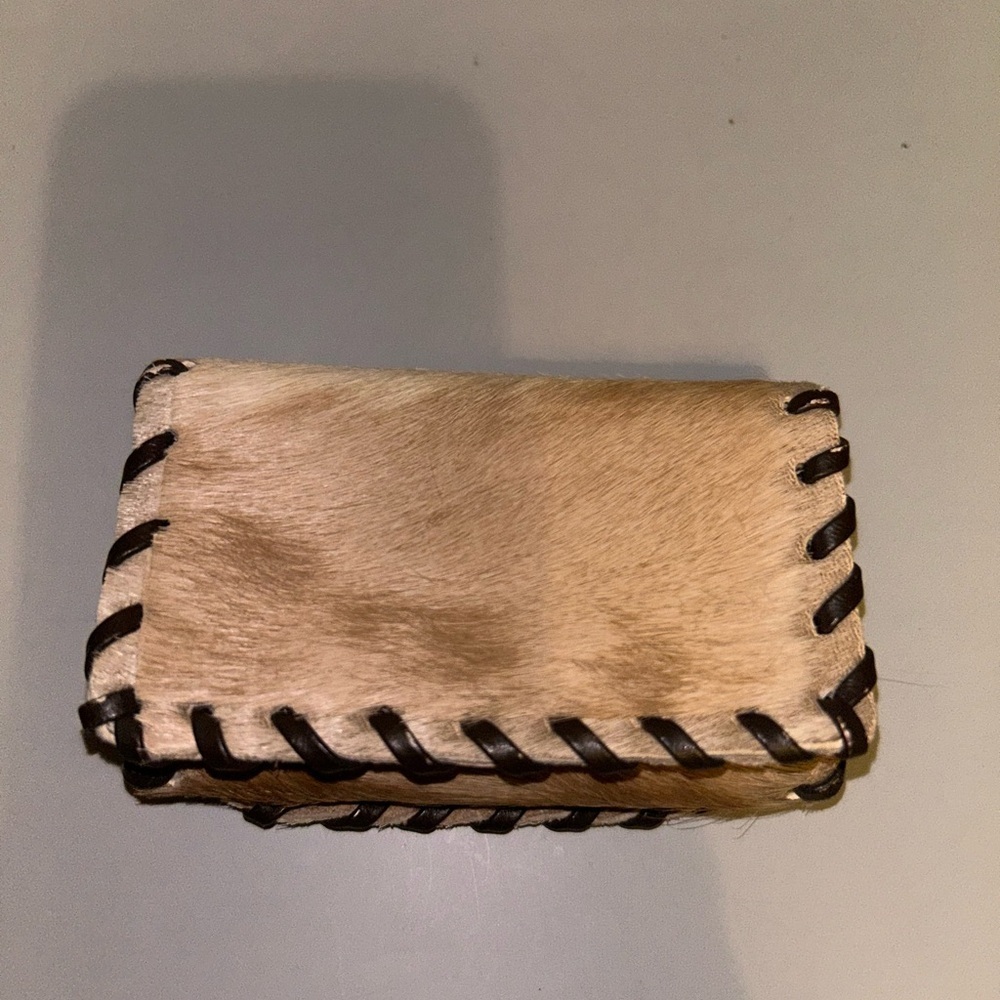 Euc Vintage Newey England handmade mini trifold animal hair leather wallet - Picture 3 of 11